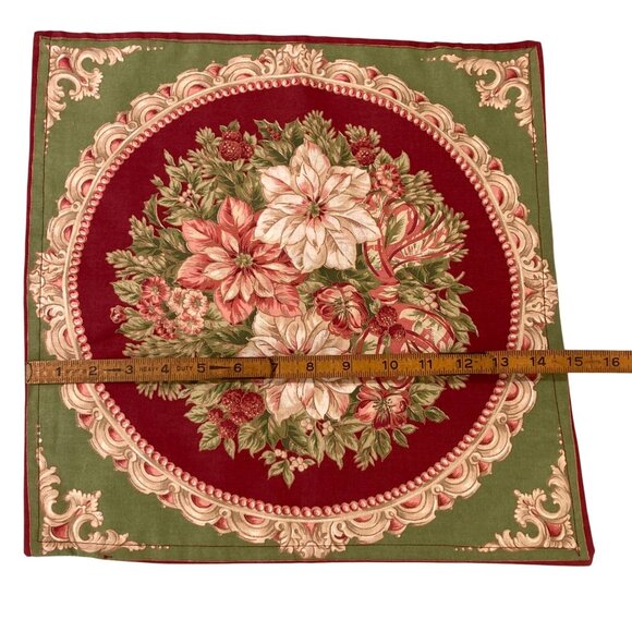 Christmas Napkins Or Placemats Pink White Poinsettia Handmade Set of 4 - Picture 3 of 3